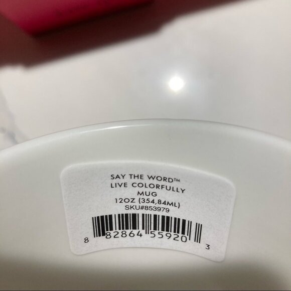 KATE SPADE “Live Colorfully” Green and White Mug New In Box  NWT - Picture 7 of 9